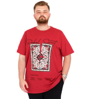 Mode XL Büyük Beden Erkek T-Shirt Bisiklet Yaka REBEL U25039 Bordo