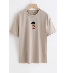Unisex Chen Üzümlü Kekim Baskılı T-shirt (Bej)