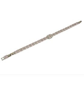 kadın pembe zirkon taşlı çelik bileklik (Gümüş)