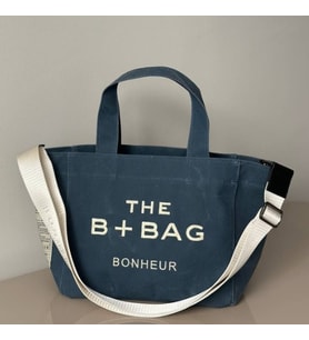 The B+Bag Bonhèur El ve Omuz Çantası Mumlu Kanvas Çanta (Lacivert)