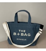 The B+Bag Bonhèur El ve Omuz Çantası Mumlu Kanvas Çanta (Lacivert)