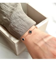 VAN CLEEF YONCA ŞANS BİLEKLİK  925 Ayar Gümüş Bileklik (Siyah)