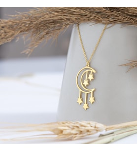 Yıldızlı Gümüş Kolye - Renk: Gold