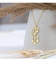 Yıldızlı Gümüş Kolye - Renk: Gold