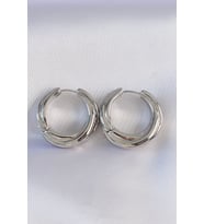 Pirinç Gümüş Renk Asimetrik Kıvrım Küpe TJ-BKP8975