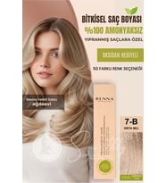 Renna AMONYAKSIZ Bitkisel Yıpranmış Saçlar İçin Saç Boyası 7-B ORTA BEJ 60ml