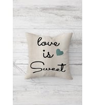 Love Is Sweet Çift Tarafı Baskılı Gizli Fermuarlı Yastık Kılıfı Kırlent Koltuk Yastık Kılıfı (Siyah-Mavi)