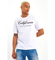 Erkek Bisiklet Yaka El Yazılı Brooklyn Baskılı Tshirt SPR25TS32 (Beyaz)