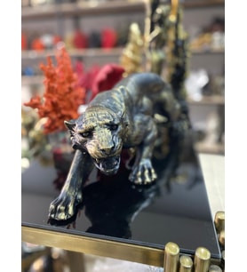 Dekotatif Kaplan Leopar Çita Panter Biblo Heykel (Siyah-Sarı)