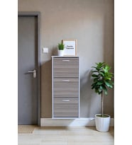 Eliusta Soren 3 Düşer Kapaklı 52 cm Cordoba Ayakkabılık 52x114x26 cm Asma 6 Bölmeli Ayakkabılık (Sütlü Kahve)