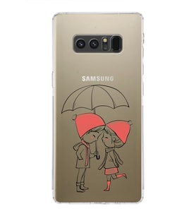 Samsung Galaxy Note 8 Uyumlu Kamera Korumalı Kapak Aşk Tasarımlı  Şeffaf  Kılıf