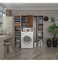 Kenzlife çamaşır makinesi dolabı sinemmega cvz 180*156*30 banyo kapaklı arkalıklı raflı (Karışık)