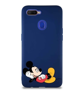 Oppo A5S Soft Premier Kapak Mickey Mouse-F Tasarımlı Silikon Kılıf - Lacivert (Şeffaf)