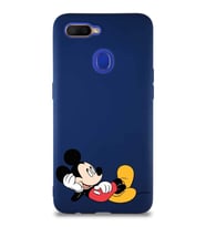 Oppo A5S Soft Premier Kapak Mickey Mouse-F Tasarımlı Silikon Kılıf - Lacivert (Şeffaf)