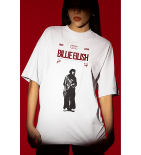 Tasarım Billie Eilish Şarkıcı Baskılı Unisex Oversize Tişört