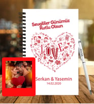 Sevgililer Gününe Özel Ahşap Defter Kalem &  Instagram Çerçeve Hediye Seti 11