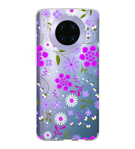 Huawei Mate 30 Uyumlu Kapak Flowers Tasarımlı Şeffaf Silikon Kılıf