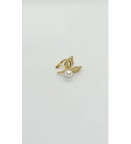 İnci Işıltılı Yaprak Earcuff – Altın Zarafet