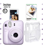 Instax mini 12 Lila Fotoğraf Makinesi-10'lu Film ve Şeffaf Kılıf Seti