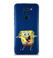 Xiaomi Redmi Note 9 Soft Premier Kapak Sünger Bob Tasarımlı Silikon Kılıf - Lacivert (Şeffaf)