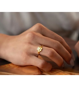 Kişiye Özel 925 Ayar Gümüş Pati Tasarım İsim Yüzük (Gold)