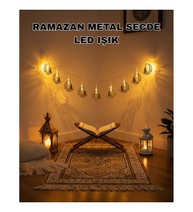 Mey İthalat® Ay ve Secde Tasarımlı Sıcak Beyaz LED Ramazan Işığı