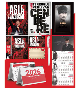 Asla Vazgeçme - Ayraç - Kartpostal - Poster - Cendere -  2026 Ajanda Komutan - Gazi Duvar Takvimi - Masa Takvimi