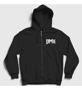 Presmono Unisex Siyah Logo Dmx Fermuarlı Kapüşonlu Sweatshirt 225308tt