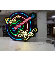 Canlı Müzik Yazılı Tabela 3D Led Neon Etkili Işıklı Tabela 30X45 CM Tek Taraflı