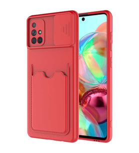 Galaxy A51 Kılıf Zore Kartix Kartlık Bölmeli Kılıf (Kırmızı)