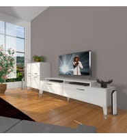 Decoraktiv Ekoflex On Slm Silver Tv Ünitesi Tv Sehpası - Parlak Beyaz