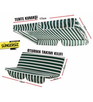 Salıncak Minder Takımı (SÜNGERSİZ)2 Kişilik Salıncak Minder Tente-YEŞİL BEYAZ