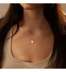 Minimal Mantar Figürlü Kolye 925K Gümüş (Gold)