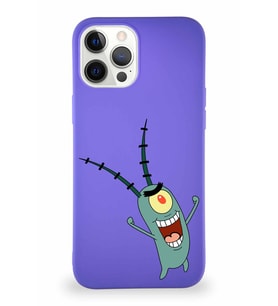 Apple iPhone 12 Pro Max Soft Premier Kapak Plankton Tasarımlı Silikon Kılıf - Mor (Şeffaf)