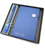 Signator® Codex  N339 Kişiye Özel Defterli Set - İsme Özel Mavi Kalem + İsme Özel Mavi Defter + İsme Özel 32 GB Usb Bellek  İsme Özel Kutusunda Hediyelik Set (Karışık)