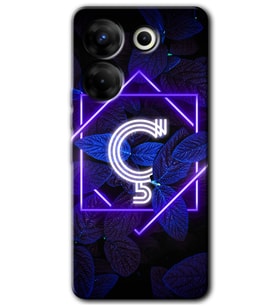Tecno Camon 20 Pro 5G Kılıf HD Desen Baskılı Kılıf - Dark Neon Yaprak Ç Harfi
