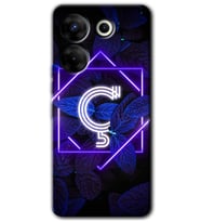 Tecno Camon 20 Pro 5G Kılıf HD Desen Baskılı Kılıf - Dark Neon Yaprak Ç Harfi