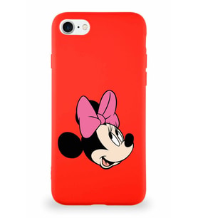 Apple iPhone 8 Soft Premier Kapak Minnie Mouse-A Tasarımlı Silikon Kılıf - Kırmızı (Şeffaf)