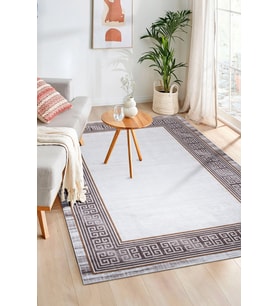 Eco Dijital Baskı Makinada Yıkanabilir Kaymaz Taban Dekoratif Halı Kahverengi 28320