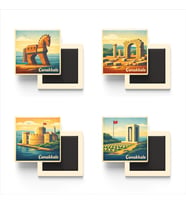 Çanakkale - Baskılı Buzdolap Magneti Kare - 9x9 cm - 4 Adet