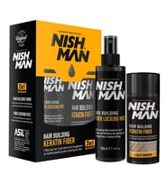 NISHMAN Seyrek Saç Kapatıcı Dolgunlaştırıcı Keratin Fiber Topik Ve Sabitleyici Sprey / AÇIK KAHVE Renk 20 GR