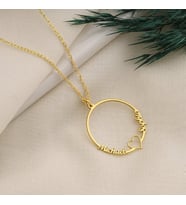 DKMN Gümüş Çember İki İsimli Kolye Kadın İsimli Gümüş Kolye (Gold)