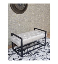 Siyah Boyalı Metal 80 cm Puf Bench - Antre Puf - Hol Bench - Puf - Oturak - Bench Krem Renk 90 x 45 Boyut/Ebat (Çok Renkli)