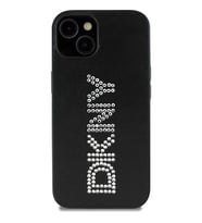 Apple iPhone 14 Uyumlu Kılıf DKNY Orjinal Lisanslı Taşlı DKNY Yazılı Metalik Rhinestones PU Deri Kapak (Siyah)