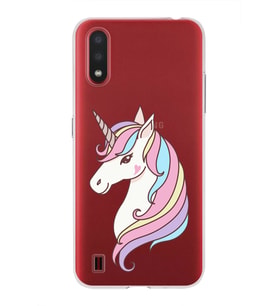Samsung Galaxy A01 Uyumlu Kapak Unicorn Tasarımlı Şeffaf Silikon Kılıf
