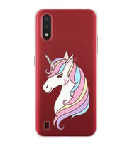 Samsung Galaxy A01 Uyumlu Kapak Unicorn Tasarımlı Şeffaf Silikon Kılıf
