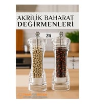Baharat Öğütücü - Baharat Karabiber Tuz Değirmeni Ahşap Akrilik Kristal 2 li SET 721773