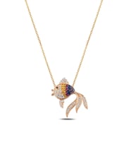 Renkli Taşlı Balık Bayan Gümüş Kolye Zincir Gklblkm1del-ros Rose (bronz)