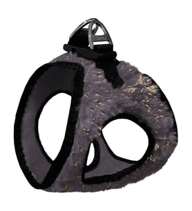 Üç Kilitli Simli Peluş Kedi Köpek Göğüs Tasması 20-24 cm XXX-Small Gri