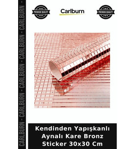 Özel Üretim Dekoratif Yapay Mozaik Kendinden Yapışkanlı Aynalı Kare Bronz Sticker 30x30 Cm